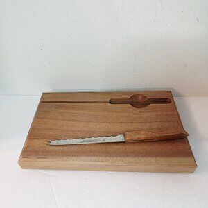 Vtg Chrissy Made in Japan Mini Cutting Board Butcher Block Stainless Knife